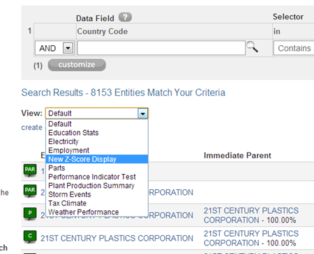 Numerus Industry Data Search - Custom Data Views