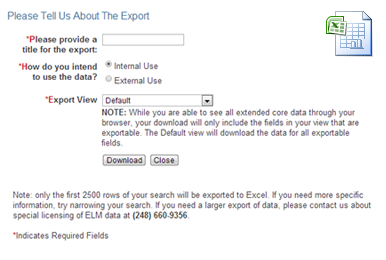 Numerus Industry Data Search - Export Search Results