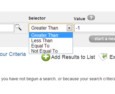 Numerus Industry Data Search - Data Selectors